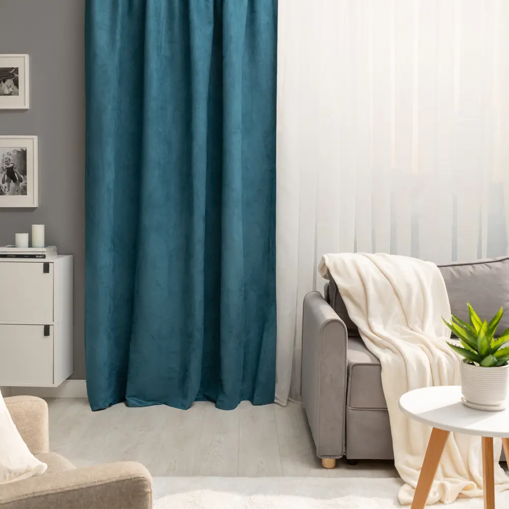 Штора на ленте KREAFORTA Manchester 200x280 см цвет бирюзовый 89401548 STLM-2101598  - Вид №11