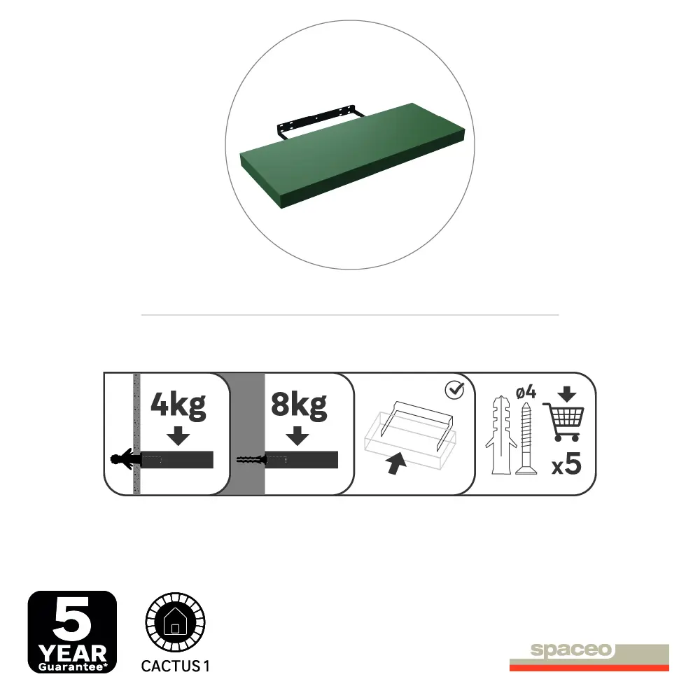 Полка настенная Spaceo Cactus 1 60x23.5 см МДФ цвет кактус 82877526 STLM-2035011  - Вид №9