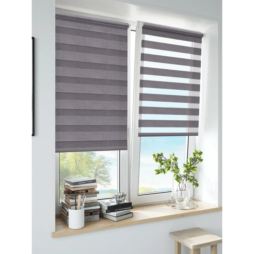 Штора рулонная день-ночь Liza 80x160 см серо-сиреневая MIAMOZA Коллекция 2024г STLM-2039195 - Вид №2