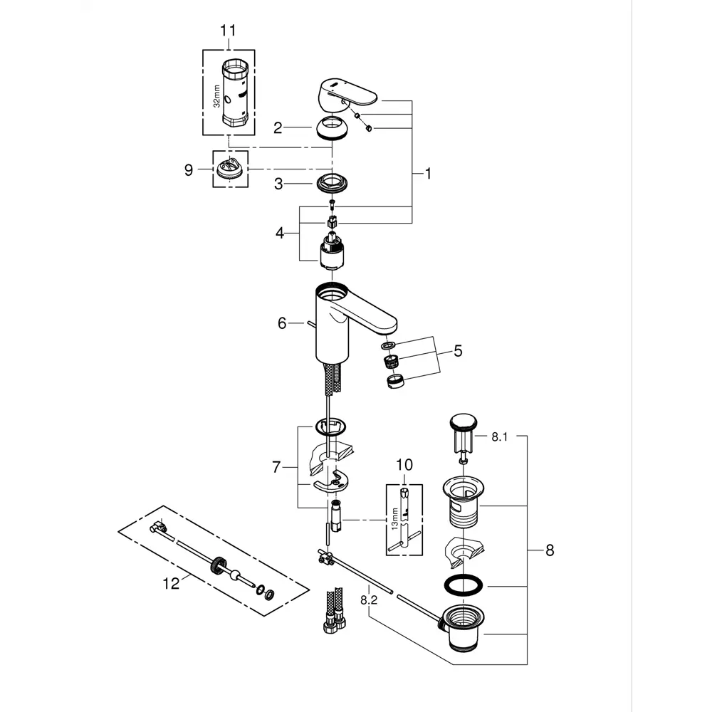 Смеситель для раковины Grohe Eurosmart Cosmo M однорычажный цвет чёрный 82199447 STLM-2000585 Eurosmart Cosmopolitan - Вид №6