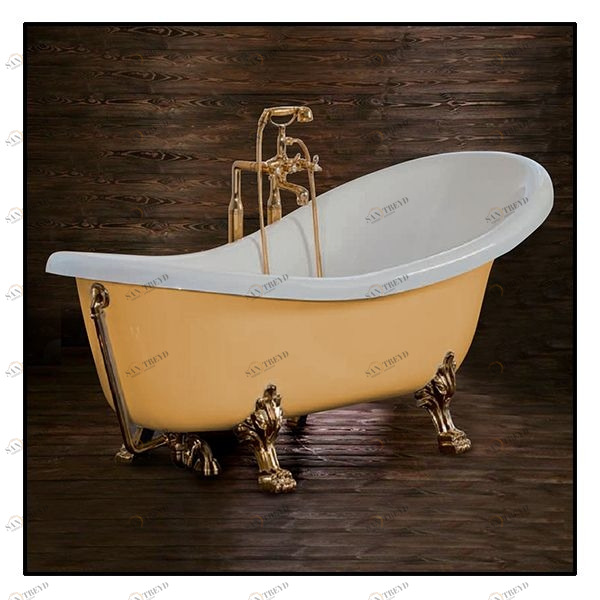 Ванна Akcjum Rectime 160 WR-03-01-BR-B овальная бежевая с золотыми ножками WR0301BRB