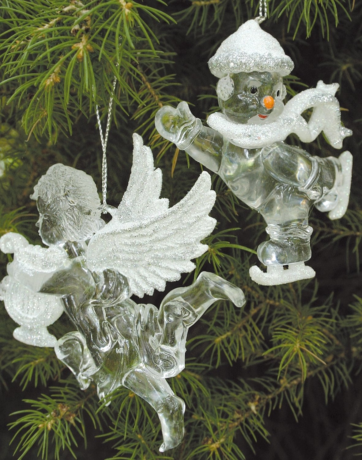 1354 796 a3 Декоративные фигурки ангелов, акрил, 2 шт., 10 см, бело-серебристый H-andreas  - Вид №3