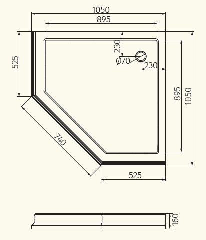 Поддон душевой MIGLIORE Diadema 24588, белый/золото sun-id-685831 - Вид №3