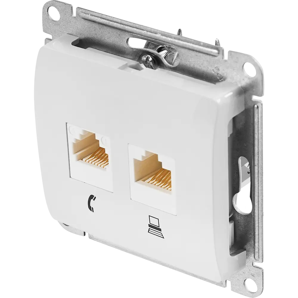 Schneider Electric Glossa - Телекоммуникационная розетка RJ11/RJ45 для интернета и телефона 86710159 STLM-0070780 - Вид №1