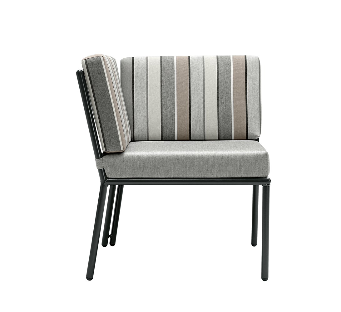 Zero 209 Модульная система диванов с крашеным стальным каркасом и катафорезом. Ткань для улицы. Угловой модуль. Et al. Zero - Вид №1