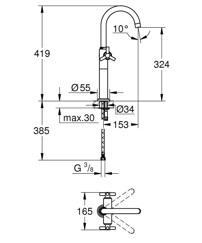 21044000 Смеситель для раковины Grohe Atrio хром - Вид №1
