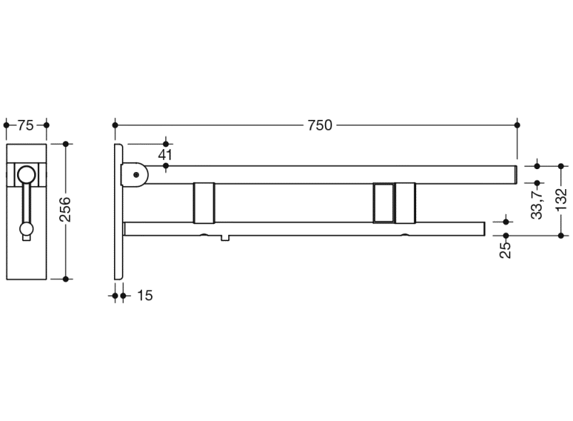 900.50.20440 Опорная рейка Duo, исполнение b HEWI Stützen  - Вид №1