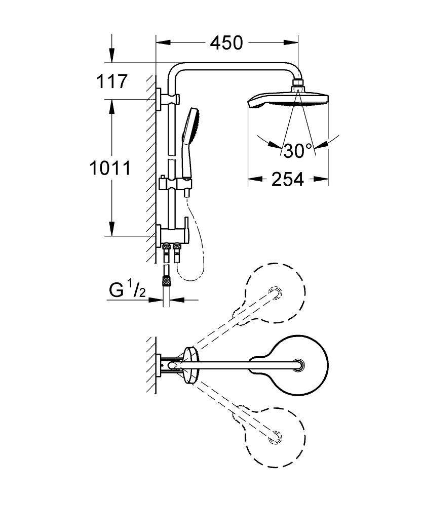 27905000 Душевая система с переключателем Grohe Power&Soul Cosmopolitan хром - Вид №1