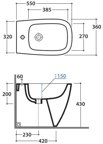 Ges09/gn009/gns09 bi Биде подвесное Genesis Ceramica Globo - Вид №6