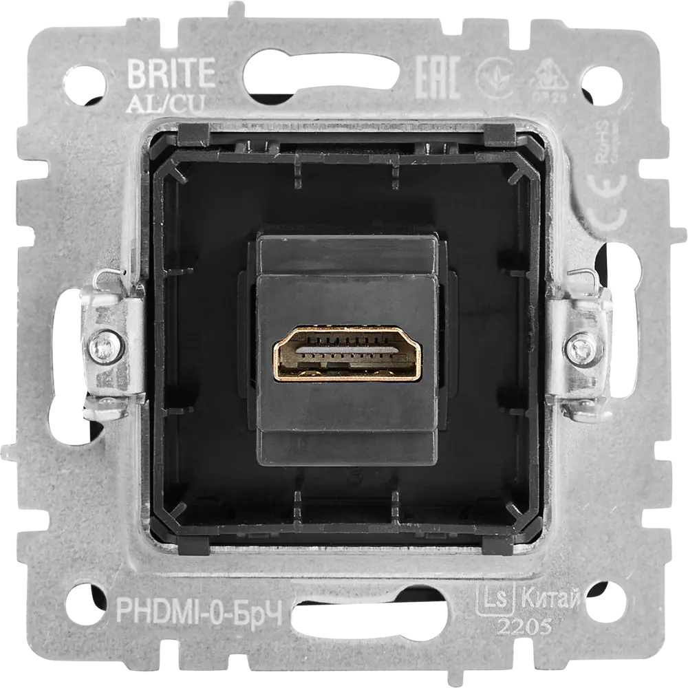 Розетка HDMI IEK Brite для скрытого монтажа в цвете сталь 87761619 STLM-1107981 - Вид №3