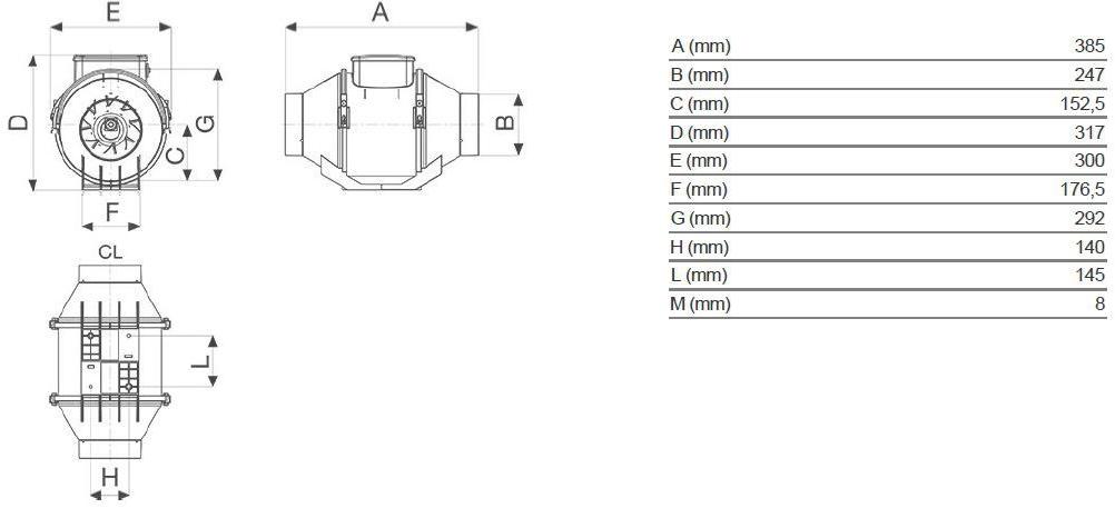 Vortice Канальный осевой центробежный вентилятор Lineo v0 17027 - Вид №4