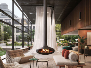 Вращающийся центральный декоративный камин