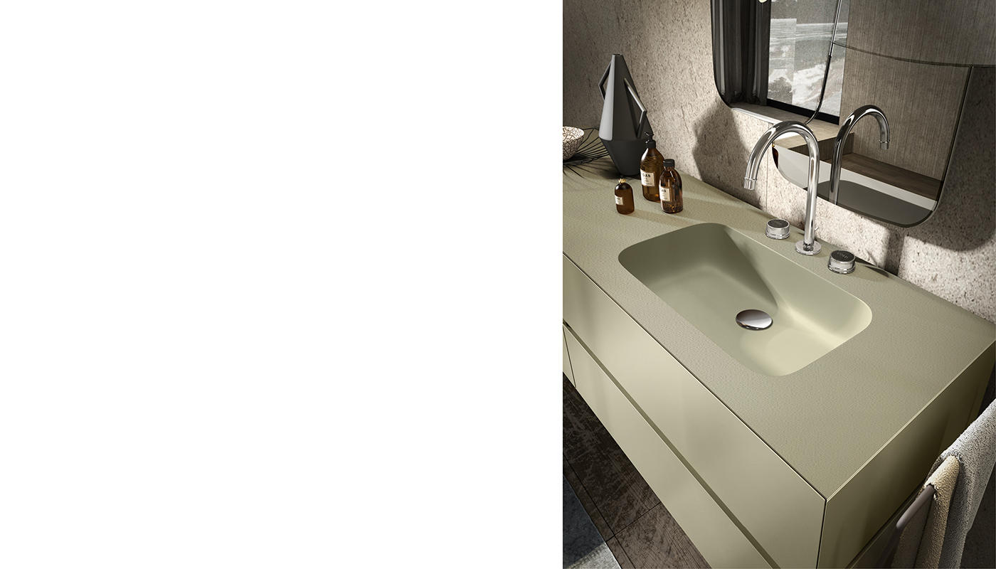 ED-ST21 Edone Встроенный умывальник Cristal ВСТРОЕННЫЙ БАК Интегрированная столешница
из камня с ванной Cristal. Доступна во всех матовых покрытиях серии Edoné  - Вид №3
