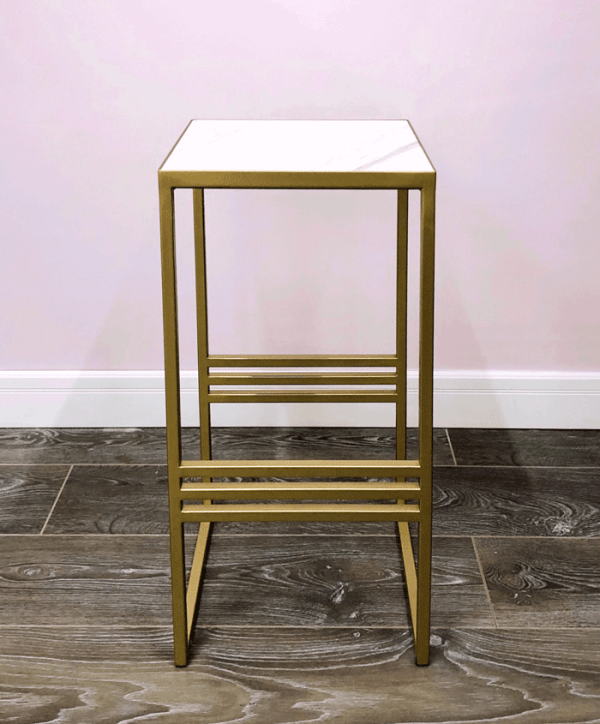 Приставной столик золотой с мраморным белым топом 32 см FOR MISS  264003 Золото;белый  - Вид №3