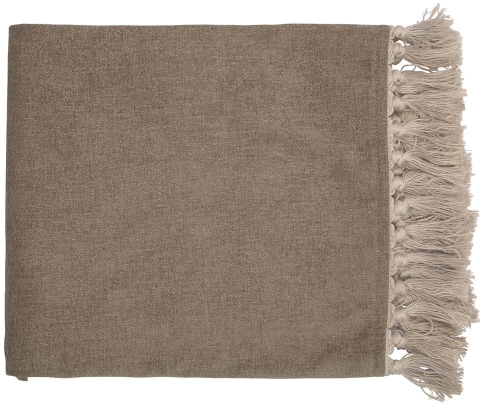 Покрывало с бахромой dusty taupé 180х130 см Greengate VELBLA180W7801