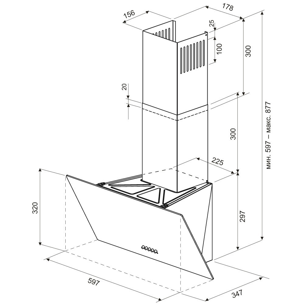 1611856 Вытяжка наклонная KRONA ERICA 600 black PB черный/черный STDN-0111585 - Вид №11