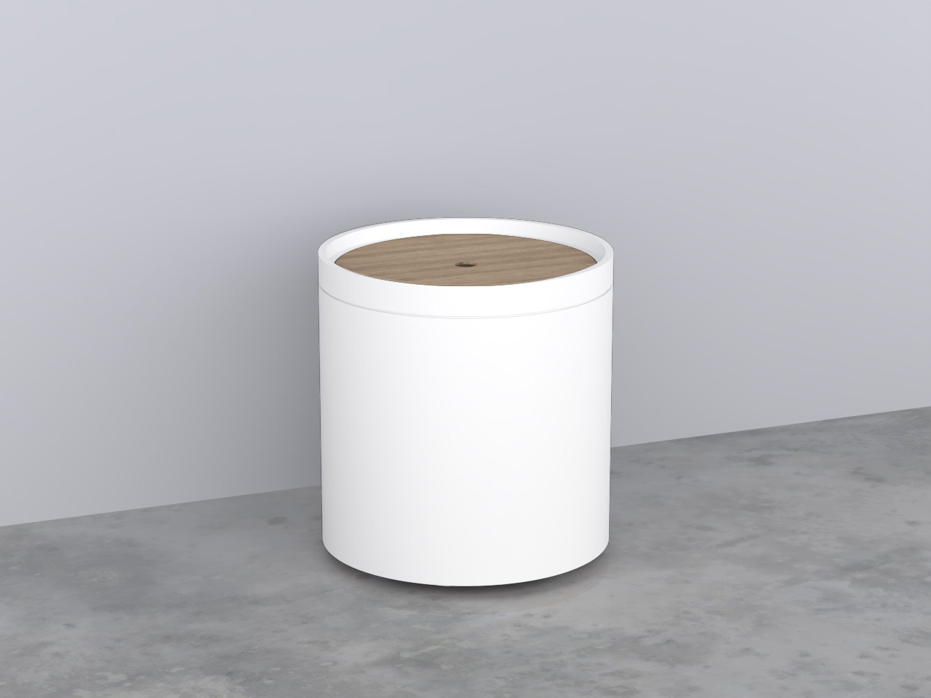 ELCTL-BR+ELCTE-RN Otto Tondo: Пуф круглый из материала Livingtec на 4-х колесиках, с крышкой деревянной cielo Elle Ceramica Cielo 