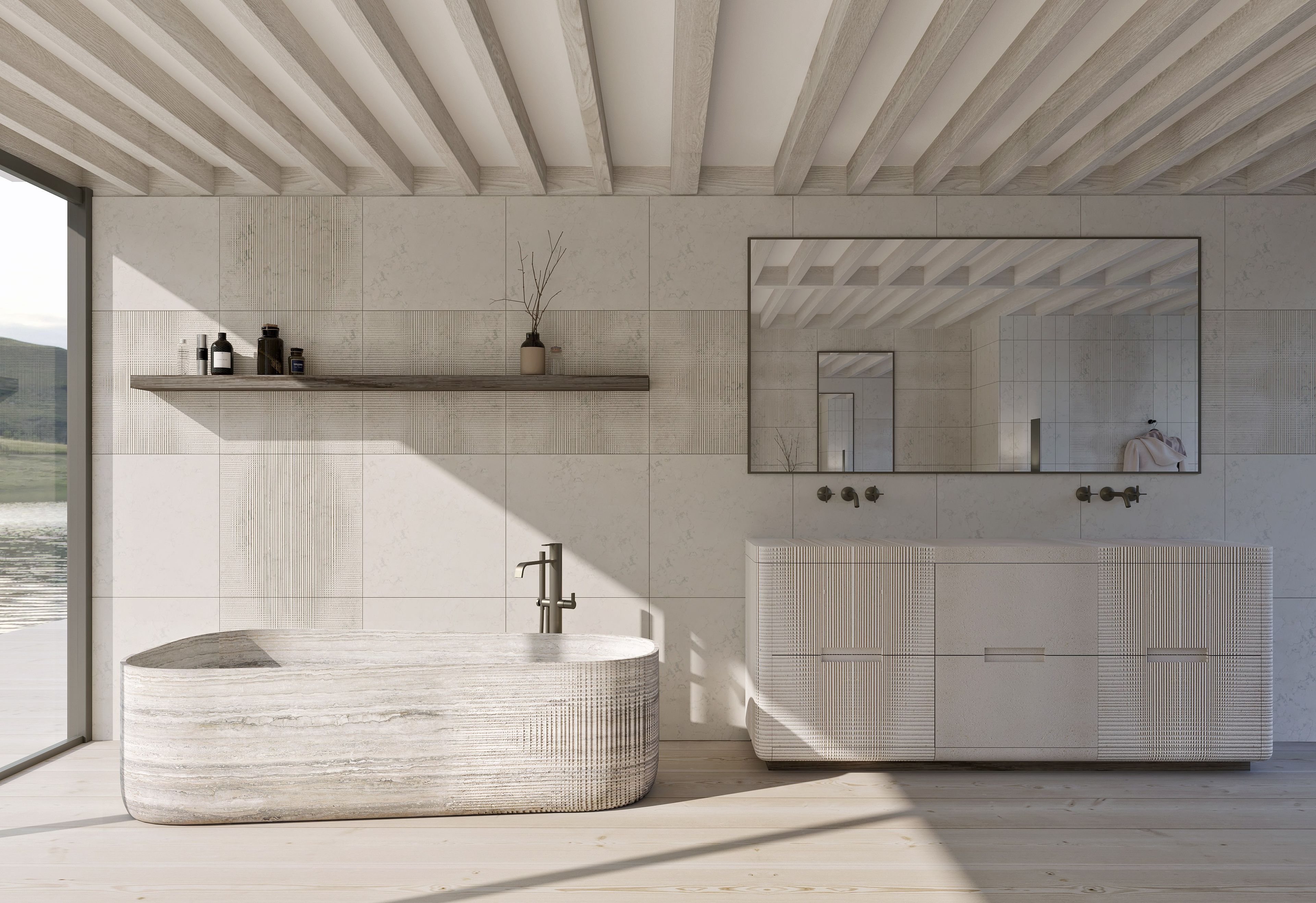 Секционный напольный умывальник из натурального камня Davani Meridian ARCH-00002693 - Вид №2