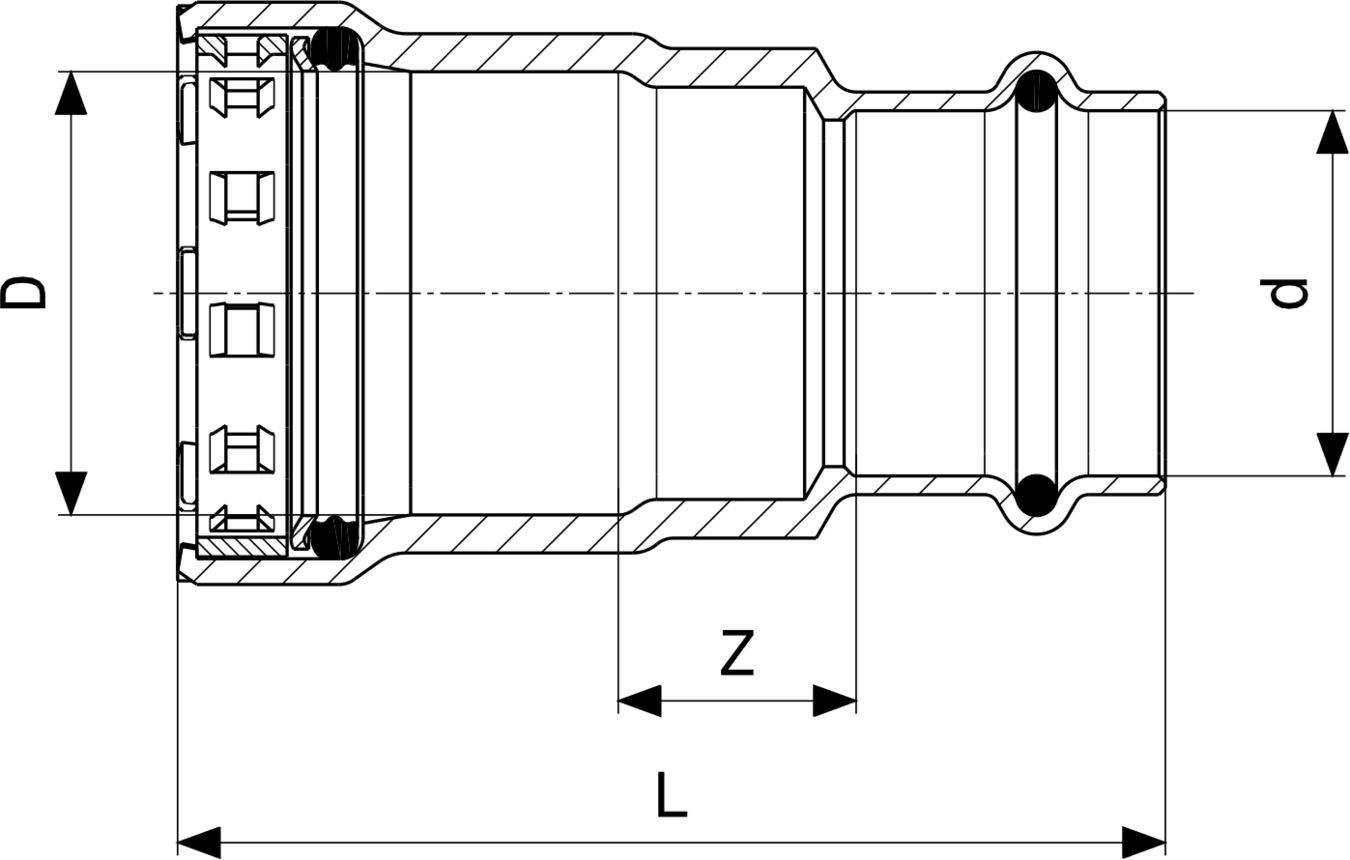 718 824 Модель 4213 Трубопроводные системы  Megapress  Переходники/​переходные угольники Santreyd  - Вид №3