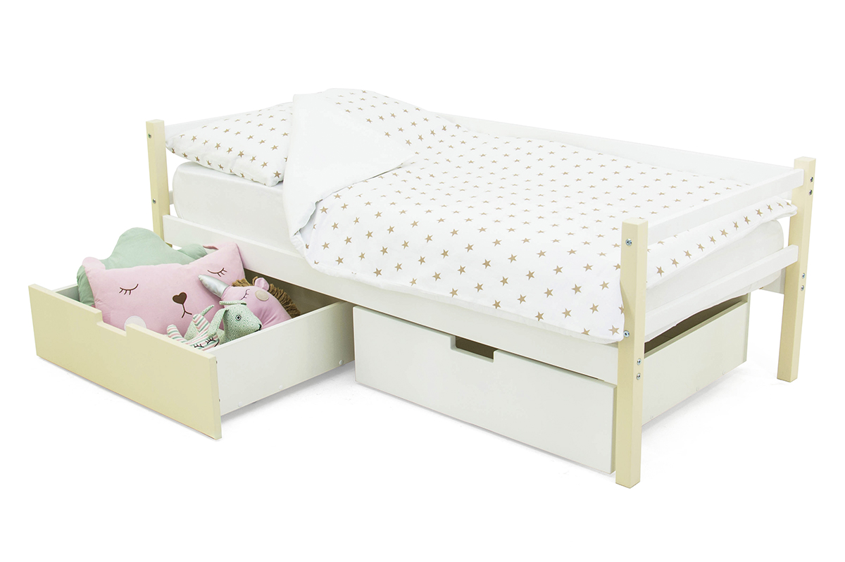 Детская кровать-тахта Svogen бежево-белая БЕЛЬМАРКО  326829 Бежевый;молочный Santreyd  - Вид №3