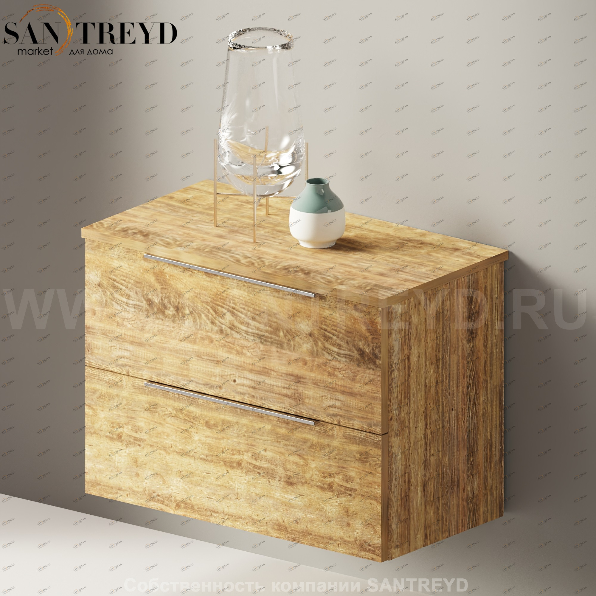 Flaminia BOX Настенная тумба 70 см с 2-мя ящиками BX424.WW Ceramica Flaminia BX424WW