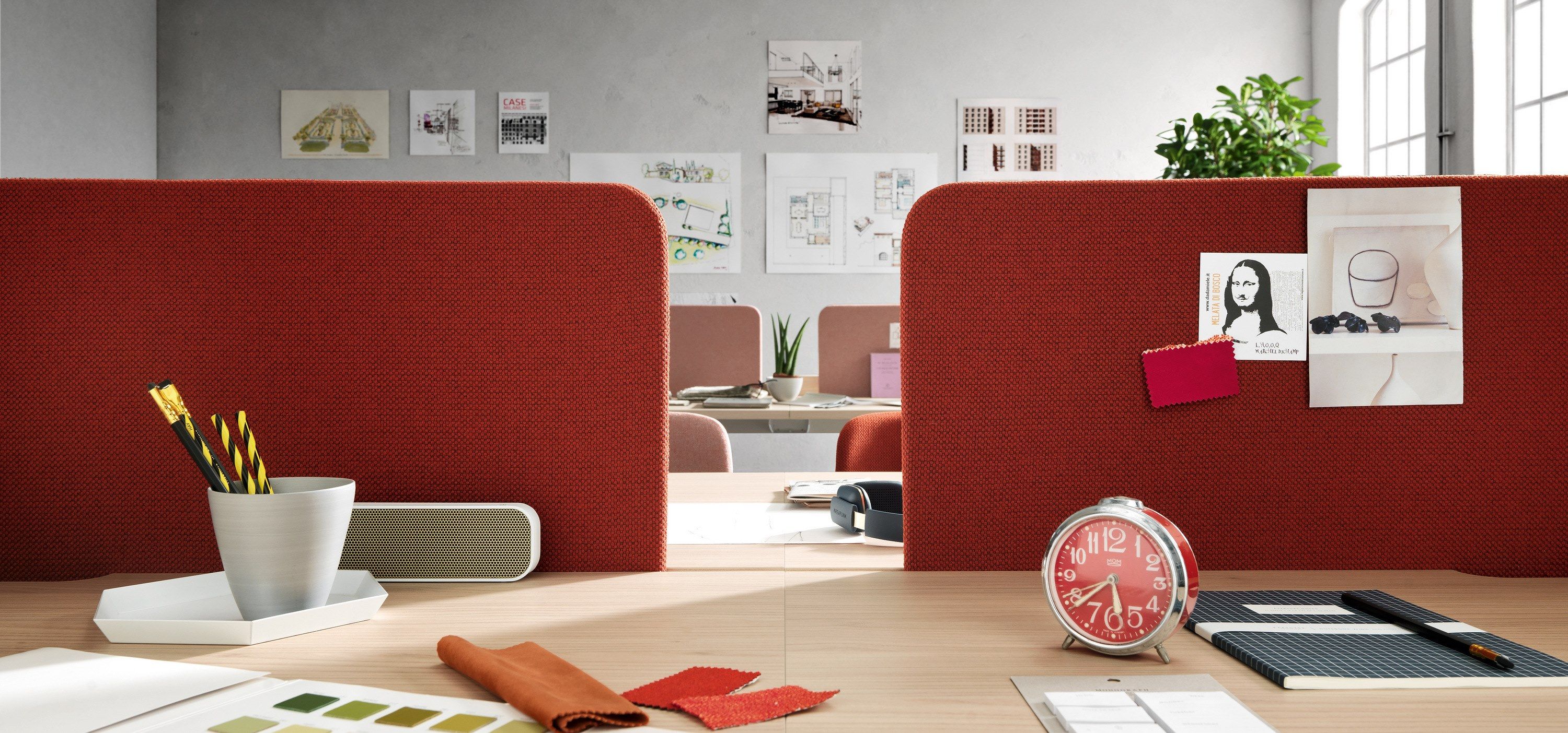 Многосторонний прямоугольный стол со звукопоглощающими перегородками Martex Pigreco Loop ARCH-00149317