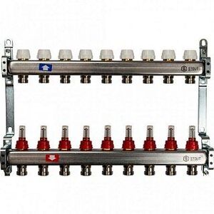 Коллектор из нержавеющей стали на 9 вых. с расходомерами STOUT