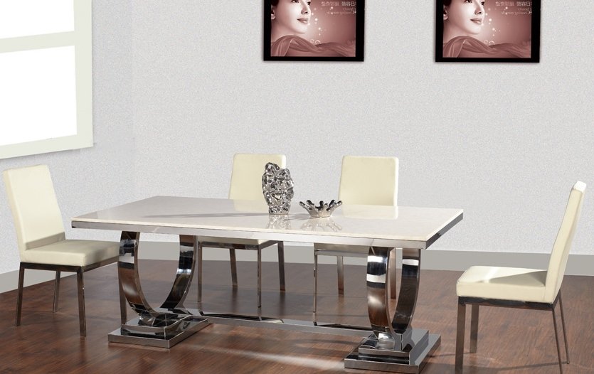 Обеденный стол белый искусственный мрамор на основании хром 180 см Donna ДОМАШНЯЯ ОБСТАНОВКА SKY 045151 Белый;хром Santreyd - Вид №5