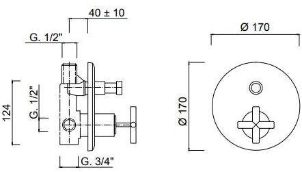Rubinetteria Giulini Смеситель для душа однорычажный с переключателем Elica F9213 - Вид №1
