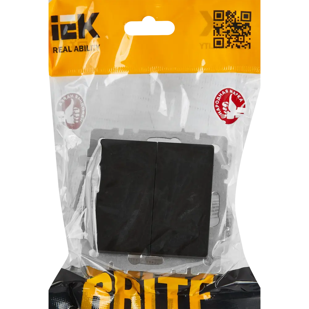Проходной выключатель IEK Brite матовый черный, 2 клавиши 87761714 STLM-1482431 - Вид №4
