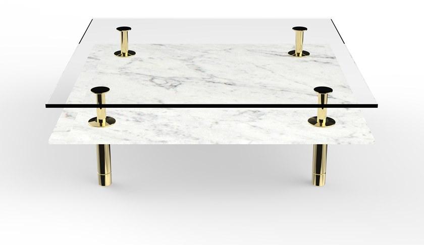 GHIDINI1961 Квадратный мраморный журнальный столик Legs sun-id-1374988 - Вид №1