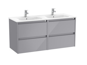 Двойной деревянный шкаф для умывальника со встроенной раковиной