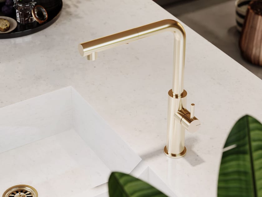 Смеситель для кухни из нержавеющей стали со съемным ручным душем Fontealta Kitchen ARCH-00074557