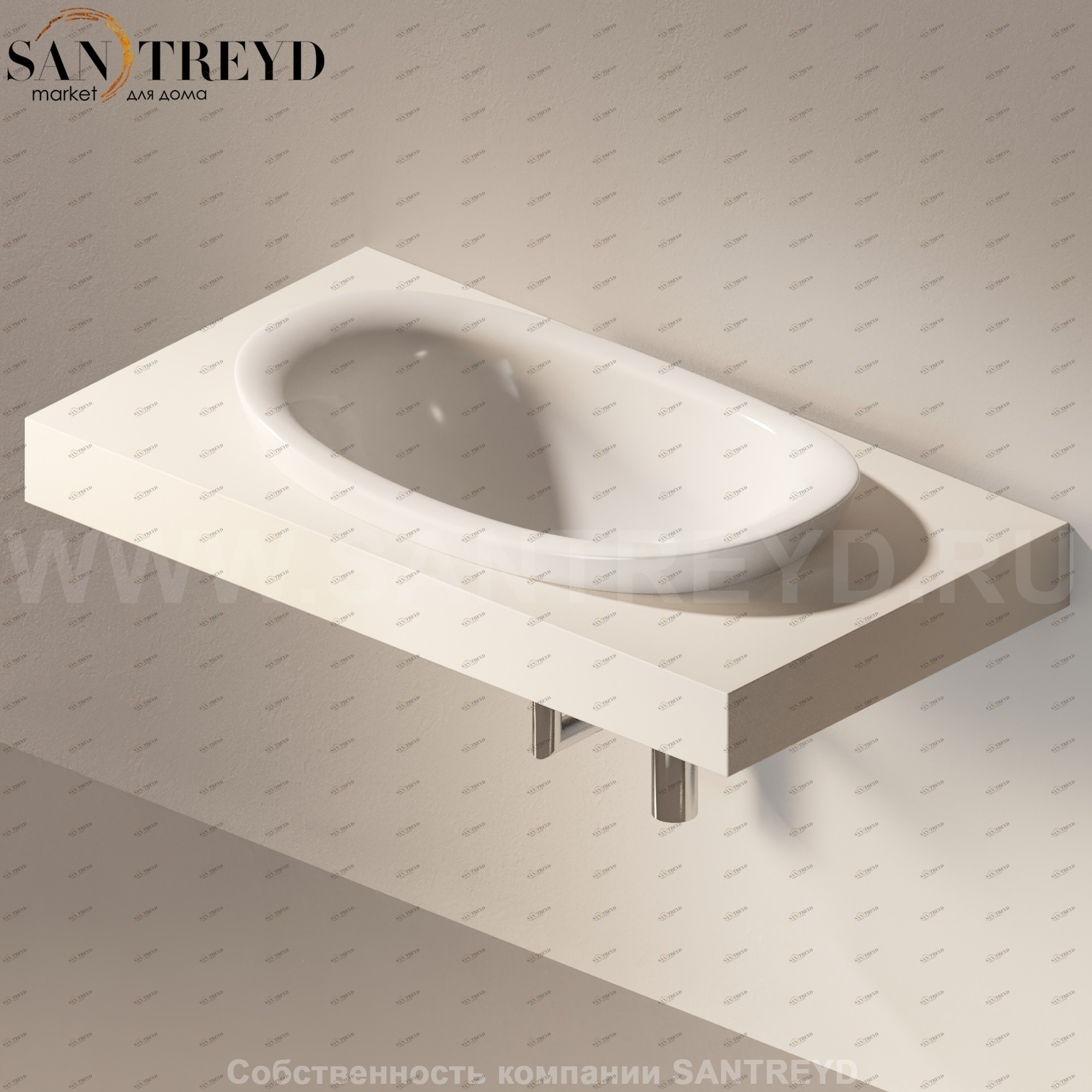 Flaminia IO e SI Столешница с отверстием под раковину бежевая IO75M1.9003 Ceramica Flaminia IO75M19003