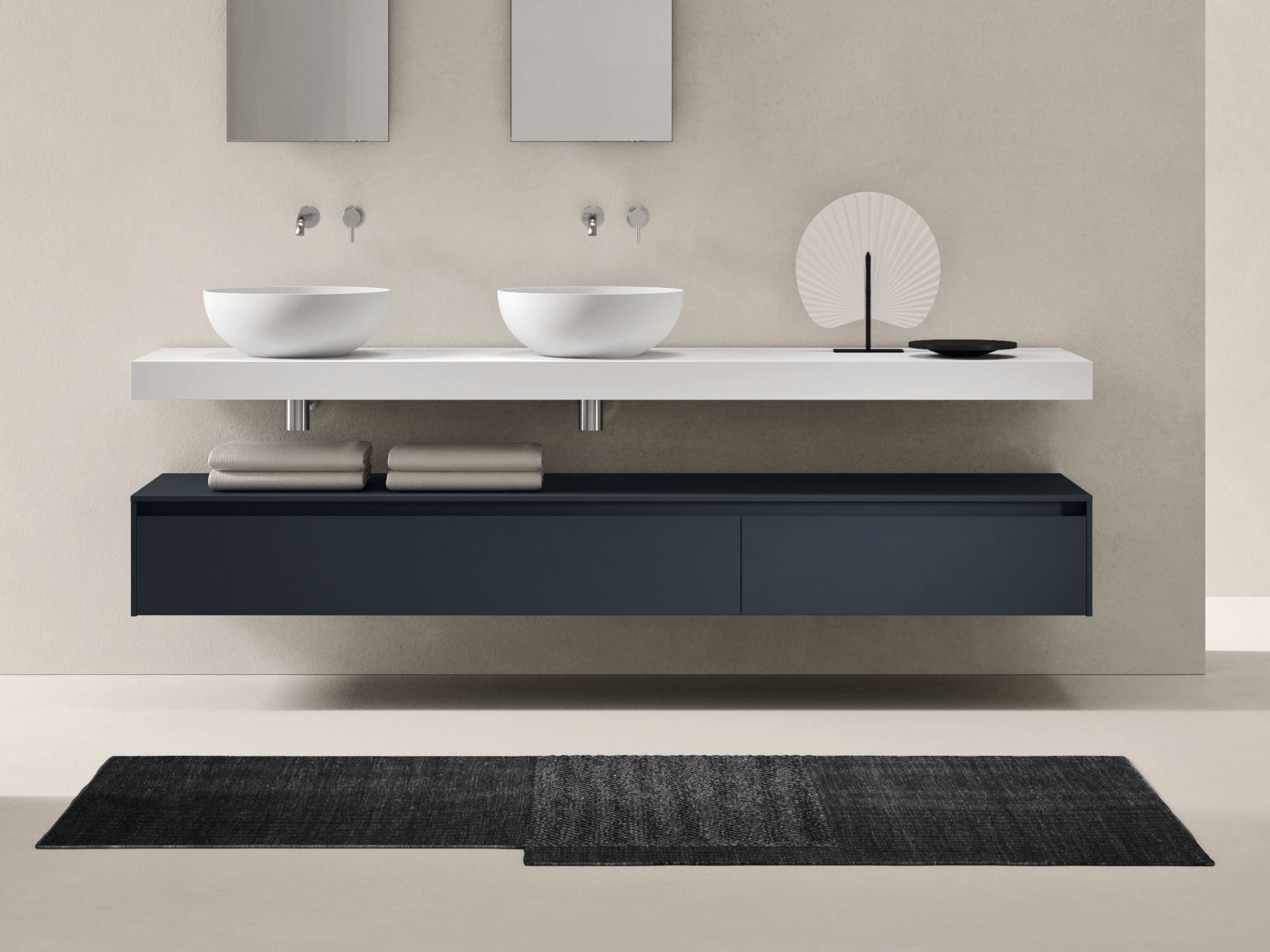 Деревянный подвесной двойной умывальник с ящиками Noorth синтез ARCH-00099682