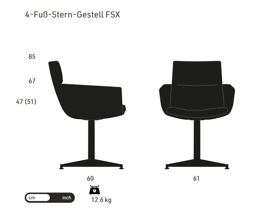 4-спицевое мягкое кресло с подлокотниками KFF Faye ARCH-00034347 - Вид №8