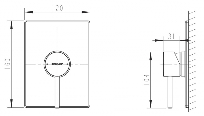 Встраиваемый смеситель 1-функц. ARC PB86061C-A-ENG bravat - Вид №1