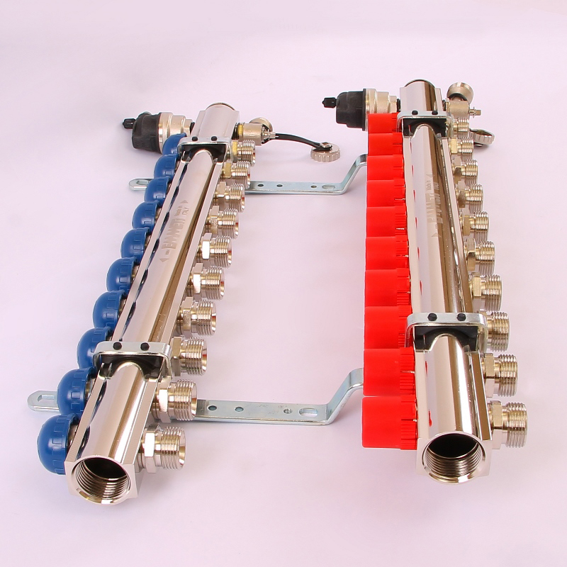 Коллекторная группа TOPWAY с регулировочными и термостатическими вентилями с резьбой под евроконус EMMETI 1"x3/4"ЕК 10 выходов 01298726 - Вид №1