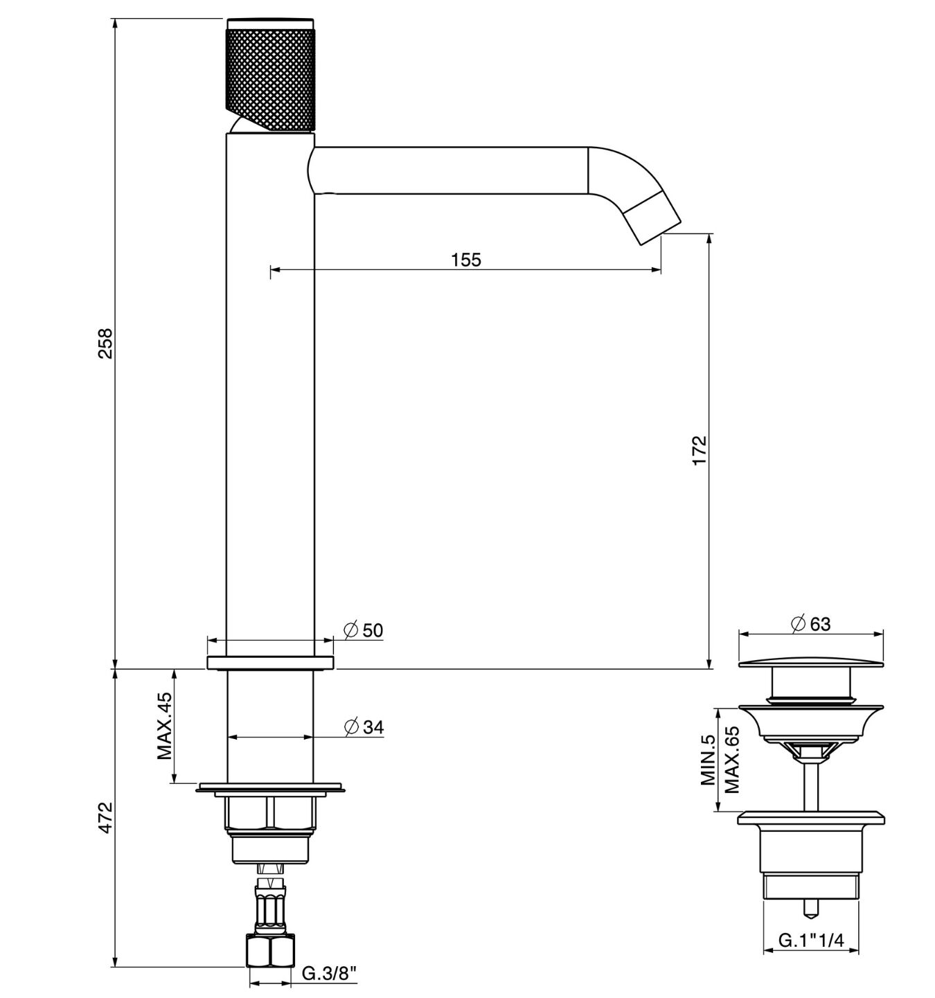 Однорычажный смеситель для раковины GATTONI MD ARCH-00052014 - Вид №2