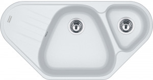 114.0489.386 Better, серия antea, fragranite, угловая мойка azg 661-e белая, стоп-вентиль в комплекте Franke Franke Antea