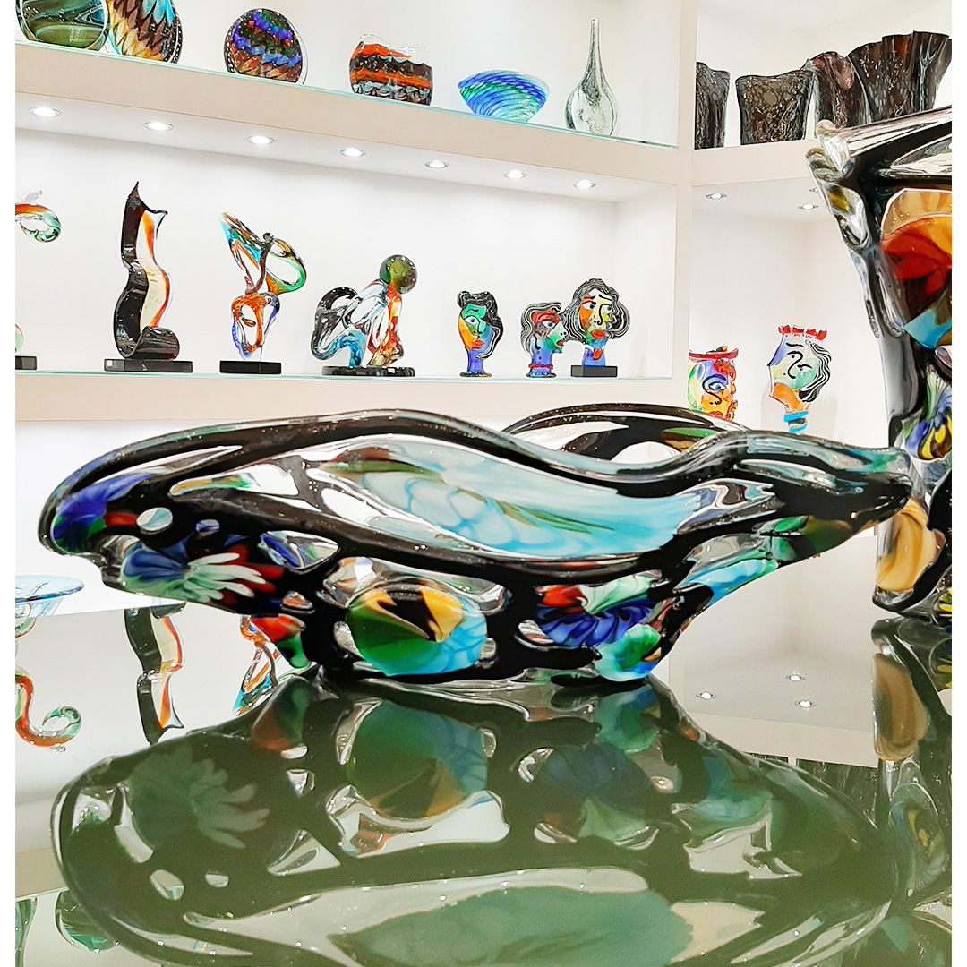 4551 ORIGINALMURANOGLASS Ваза Цветочный Сад - Дутое стекло - муранское стекло OMG 66 см  - Вид №1