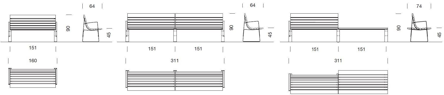 URBIDERMIS Скамья из массива дерева с подлокотниками со спинкой Bilateral sun-id-1494406 - Вид №5