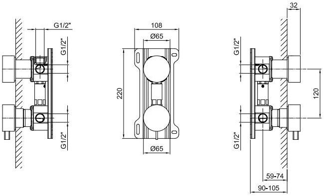 ABOUTWATER Смеситель для душа на 2 отверстия с переключателем Af/21 Fantini Rubinetti sun-id-1395281 - Вид №2