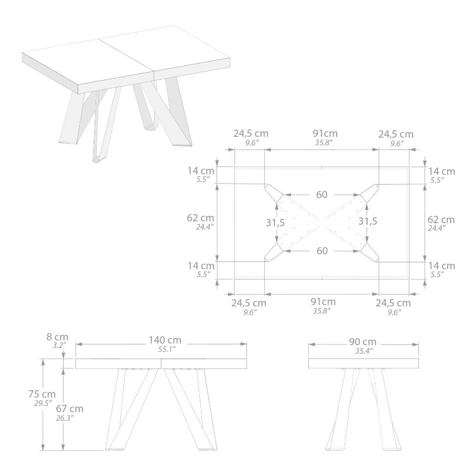 Выдвижной прямоугольный стол из железа с меламиновой столешницей Mobili Fiver ROMINA ARCH-00069646 - Вид №88