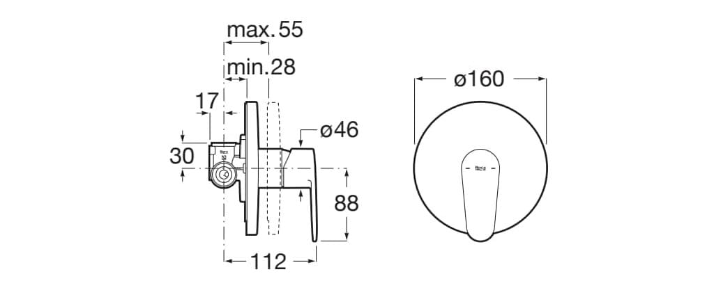 Латунный однорычажный встраиваемый смеситель для душа Roca Victoria Plus ARCH-00064902 - Вид №2