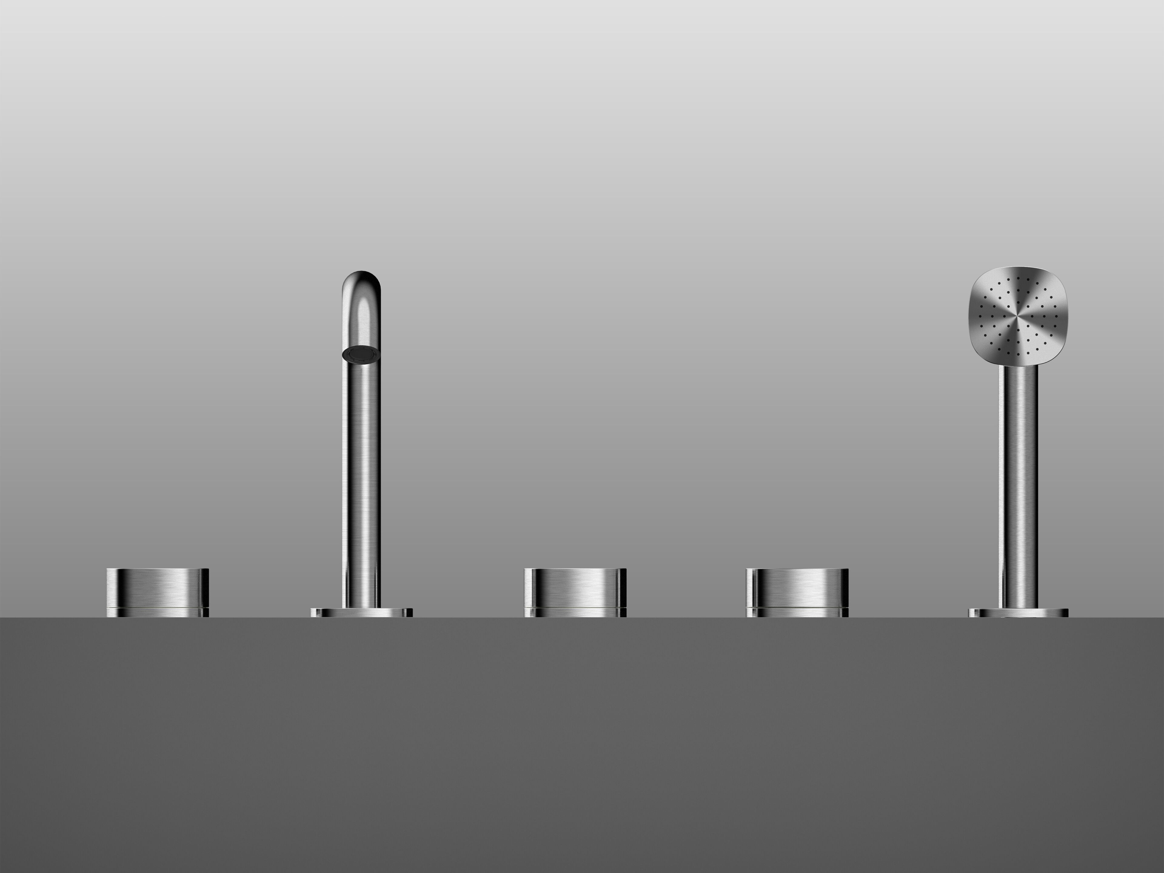 Смеситель для ванны с 5 отверстиями из нержавеющей стали с ручным душем Quadrodesign супер ARCH-00113162 - Вид №1