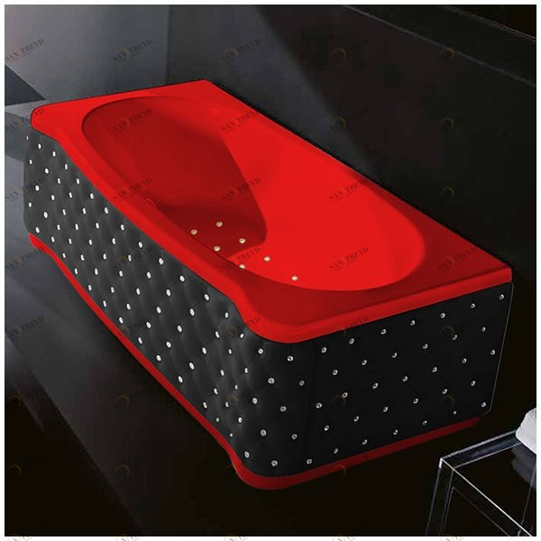 Ванна Gruppo treesse New Classic Young STA-V674C-SX-KCS-KZ красная с золотой фурнитурой с аэромассажем прямоугольная левая чёрная кожа кристаллы сваровски STAV674CSXKCSKZ