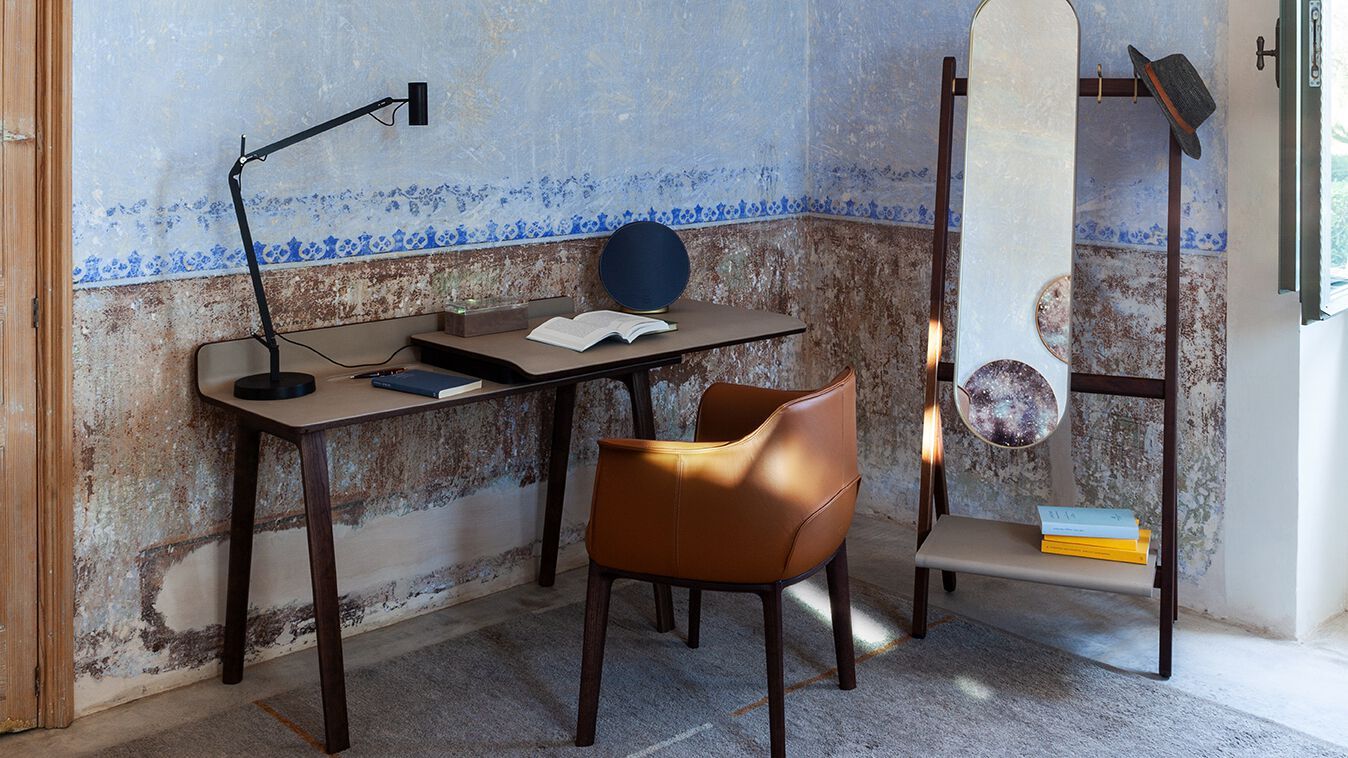 Письменный стол из массива дерева и кожаная столешница Poltrona Frau офис-системы управления ARCH-00153217 - Вид №13