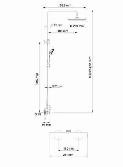 A13302 Thermo Душевой комплект с термостатическим смесителем WasserKRAFT  - Вид №5