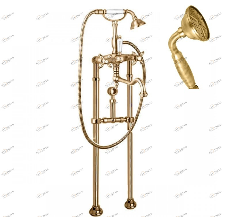 Напольный смеситель для ванны с кронштейном для слива-перелива CEZARES NOSTALGIA-VDPS2-02-M